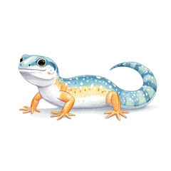 Fototapeta premium Cute Blue and Orange Gecko Illustration