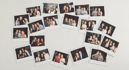 Obraz premium New year’s eve celebration with friends and polaroid photos for party ambiance