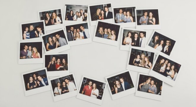 New year’s eve celebration with friends and polaroid photos for party ambiance