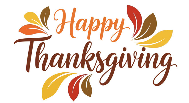 Happy Thanksgiving Greeting with Fall Leaves Isolated Vector Graphic