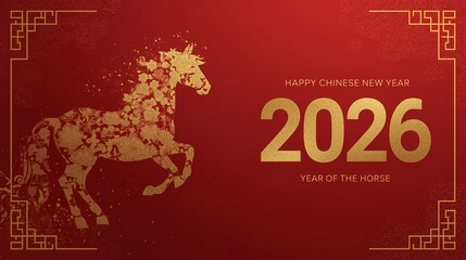 Chinese New Year 2026 themed background and banner templates, horse zodiac sign, Happy Chinese New Year 2026