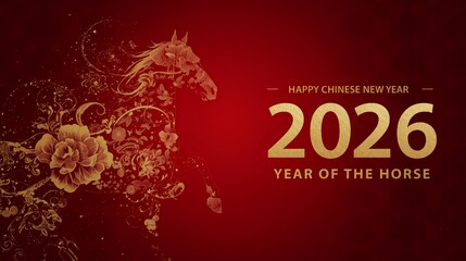Chinese New Year 2026 themed background and banner templates, horse zodiac sign, Happy Chinese New Year 2026
