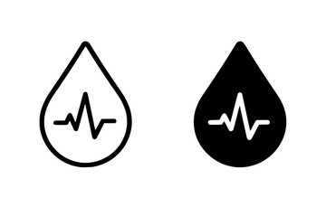 Drops with heartbeat line isolated on white, health care icon