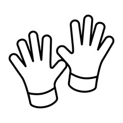 Obraz premium Gloves thin line icon, autumn clothing concept. Vector graphics. Pair of warm knitted mittens for hands, clothes sign on white background, style icon mobile or web design.