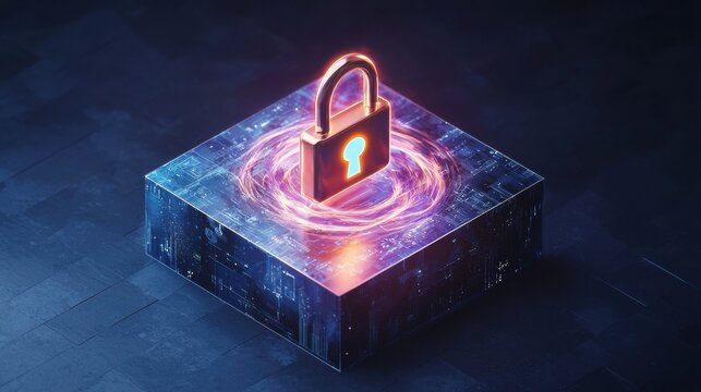 Exploring Cybersecurity: Futuristic Lock Technology on Computers for Enhanced Cloud Protection and Network Security