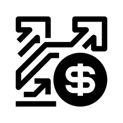 Revenue Increase Line Icon, Outline Symbol for Profit Growth, Financial Improvement, Market Performance, Business Expansion, and Income Boost. Vector Sign Icon.