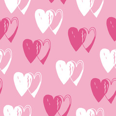 Seamless pattern of white and pink hearts on a delicate background