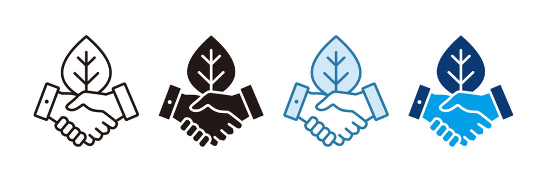 Green Partnership Icon Set Multiple Style Collection