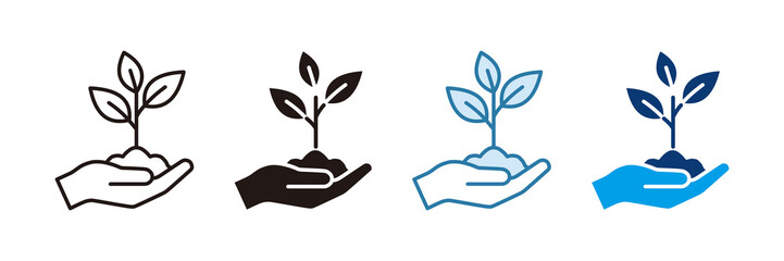 Tree Planting Icon Set Multiple Style Collection