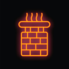 Naklejka premium Neon illustration of a brick chimney releasing hot smoke, great for concepts like winter, heating, and more