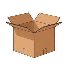 3d cardboard box open isolated on transparent background