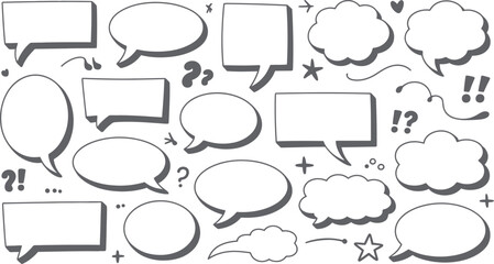Obraz premium Speech bubbles and comic elements hand drawn style thought bubble cartoon