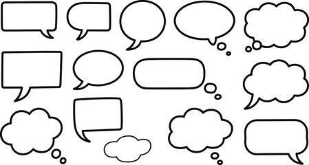 Obraz premium Speech bubble thought bubble collection black outline comic dialogue