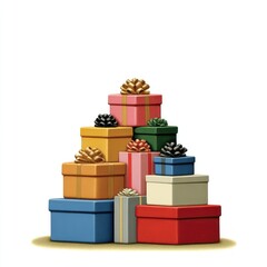 Obraz premium Colorful stacked gift boxes illustration.