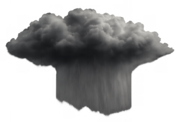 Storm cloud bringing heavy rain and downpour showing bad weather and climate change concept on transparent background