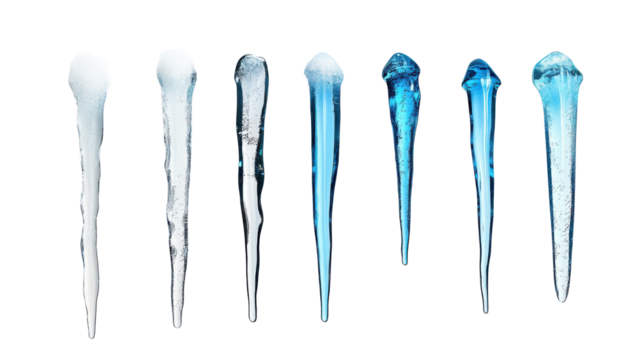 Icicles in a Row on Transparent Background