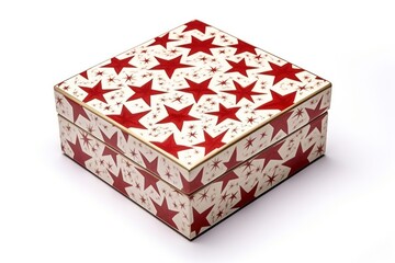 Obraz premium Star pattern gift box carton white background celebration.