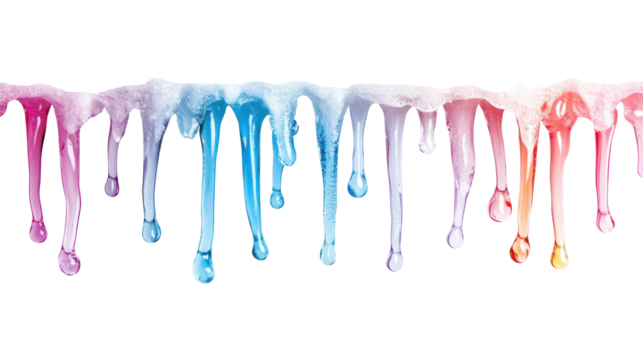 Colorful Icicles Dripping on a Transparent Background