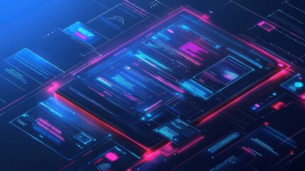 Futuristic Abstract Digital Landscape Representing Technological Advancement