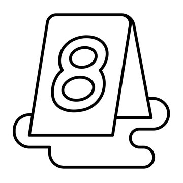 Tablet with mark in blood puddle thin line icon, police force concept. Vector graphics. Eight number of evidence, trace sign on white background, style icon mobile or web design.