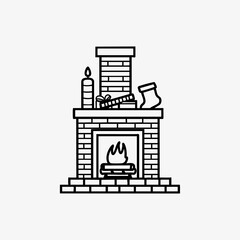 Naklejka premium Christmas brick fireplace illustration christmas holiday.