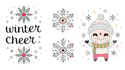 A vibrant winter character design featuring a festive and cheerful illustration perfect for holiday graphics and seasonal promotions rendered with a rich color palette and clear typography