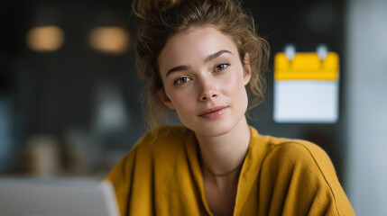 A remote worker glancing at a laptop as a bright meeting reminder pops up in the corner of the screen, digital calendar icons glowing — hybrid work culture, productivity workflow, and real-time