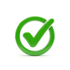3d green check mark icon isolated on transparent background