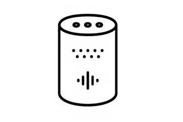 Smart speaker icon representing voice assistant technology, home automation, and artificial intelligence with transparent background