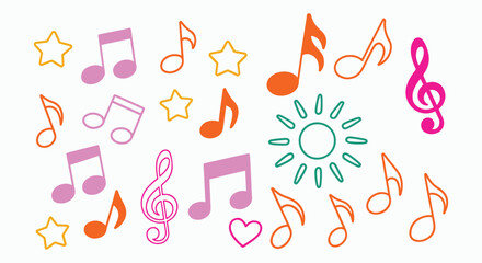 Colorful Musical Notes and Symbols Collection
