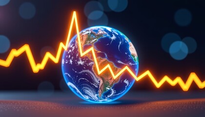 Global economy inflation trends abstract graph visual digital environment conceptual viewpoint