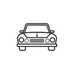 Simple black outline of a car front view isolated on white background