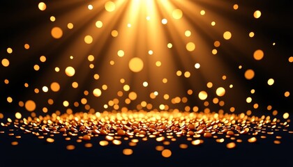 Obraz premium Golden confetti celebration in soft light atmosphere visual art elegant environment aesthetic viewpoint