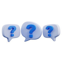 3d question mark speech bubbles isolated on transparent background