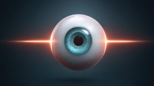 A human eye integrated with holographic scanning lines, representing modern and advanced detection systems.
