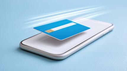 A mobile banking transfer animation with bright fast motion streaks, symbolizing instant online transactions. Online banking transaction.