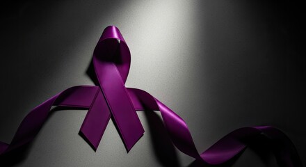 Purple Awareness Ribbon Symbol on Dark Background for Cancer Support and Advocacy