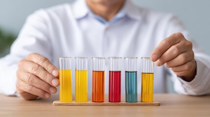 Innovative breakthroughs in chemistry. The future evolution of chemistry. A futuristic research lab scene showing a scientist analyzing.