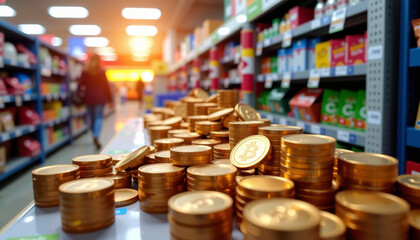 Impact of global economy on inflation rates a photorealistic visualization in a retail environment