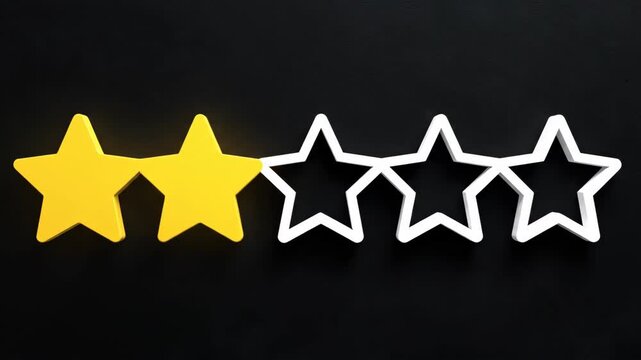 Two Star Rating on Black Background Customer Feedback.