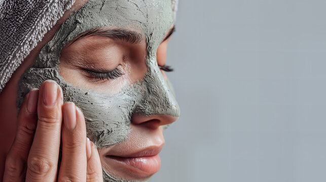 Young woman enjoys a mud mask treatment
