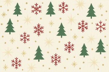 Festive trees snowflakes holiday pattern background