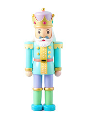 Obraz premium Colorful king nutcracker figure with majestic stance on white background