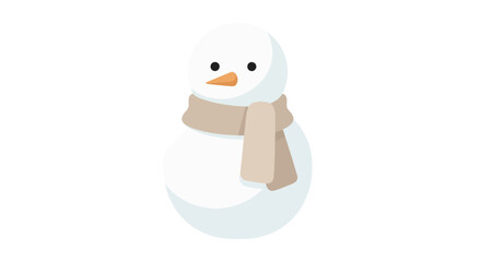 A simple and cute snowman illustration with a carrot nose and a warm beige scarf on a white background.
