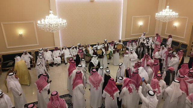 DAMMAM, SAUDI ARABIA - JUNE 19, 2025: Traditional Saudi wedding reception i