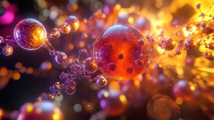 Abstract 3D spheres with vibrant colors and glowing effects.