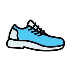 Blue Athletic Shoe Icon with Black Laces and White Accents sneaker footwear