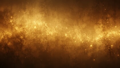 Abstract golden glitter texture with bright sparkling particles and bokeh effect on dark background, festive and luxury concept.