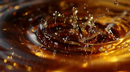 Liquid Gold - A Captivating Close-Up of a Splash in Amber Fluid.