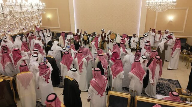 DAMMAM, SAUDI ARABIA - JUNE 19, 2025: Traditional Saudi wedding reception i